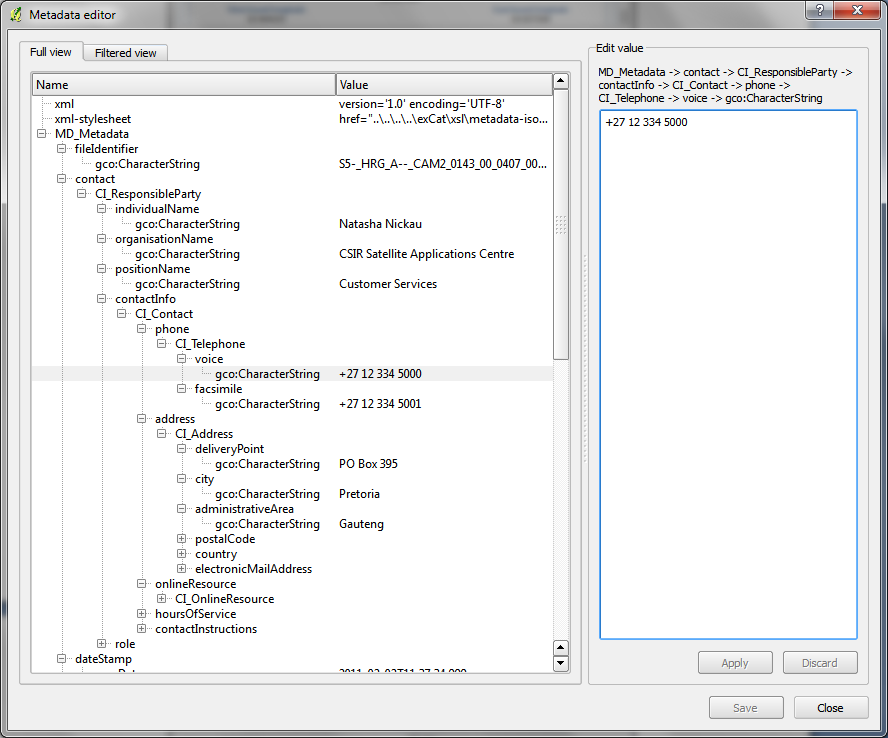 Metadata editor (full view)