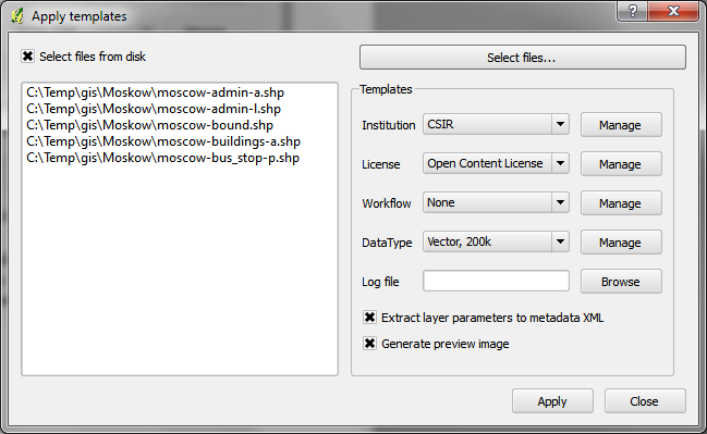 Applyin templates to files