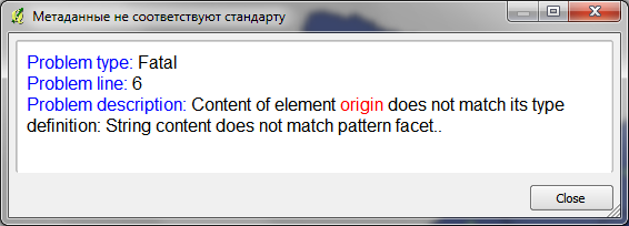 Metadata validation results
