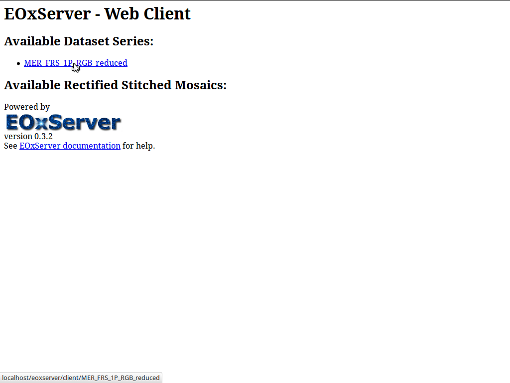 EOxServer demonstration embedded client dataset series selection