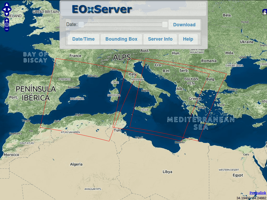 EOxServer demonstration embedded client outlines