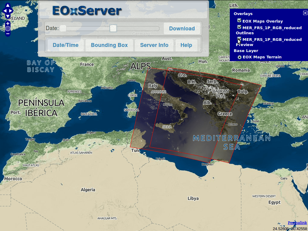 EOxServer demonstration embedded client date change