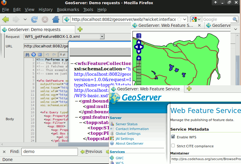 Скриншот GeoServer