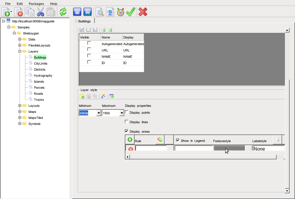 mapguide maestro layer stype panel