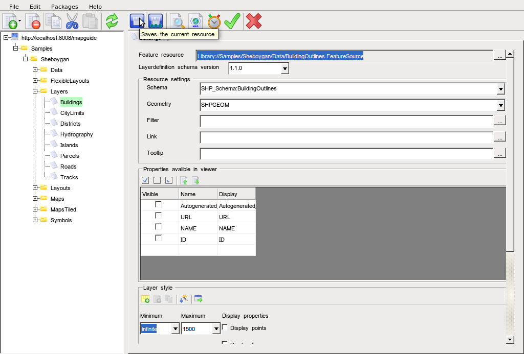mapguide maestro Save icon