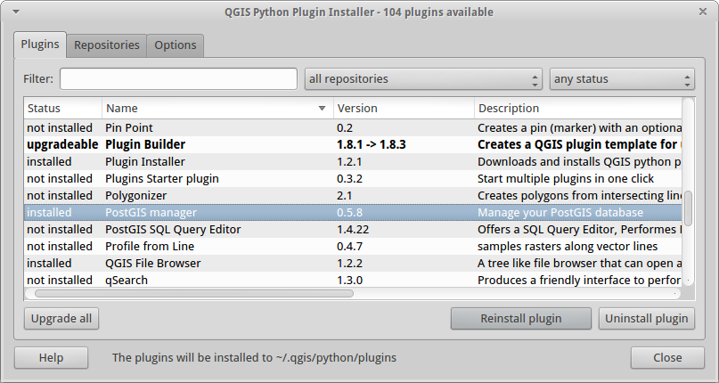 Fetch PostGIS Manager Plugin