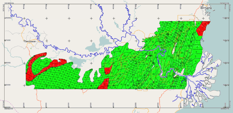 Восточный Калимантан, проекция EPSG:2933 &quot;Segara / UTM zone 50S&quot;