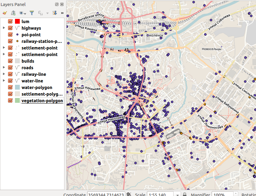 Открыл ту же карту в Qgis. Вот что на ней есть на самом деле