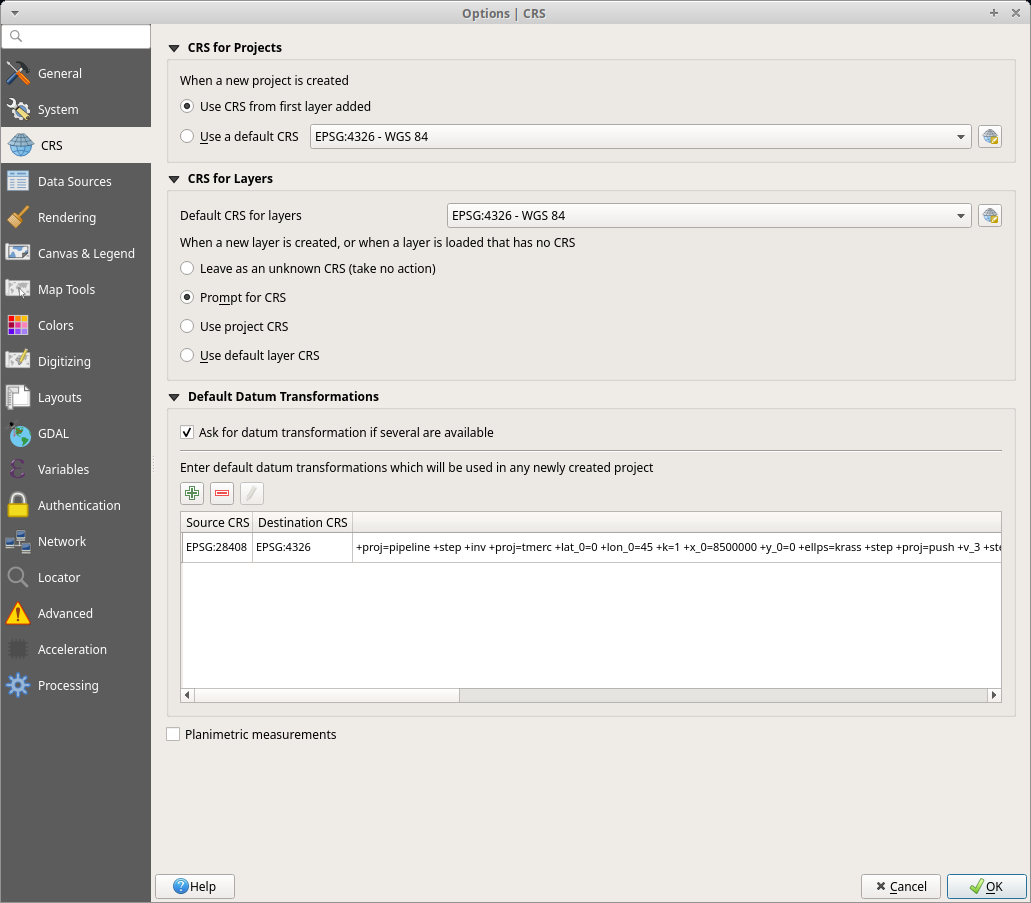 Рис. 3. Настройки с назначенной трансформацией
