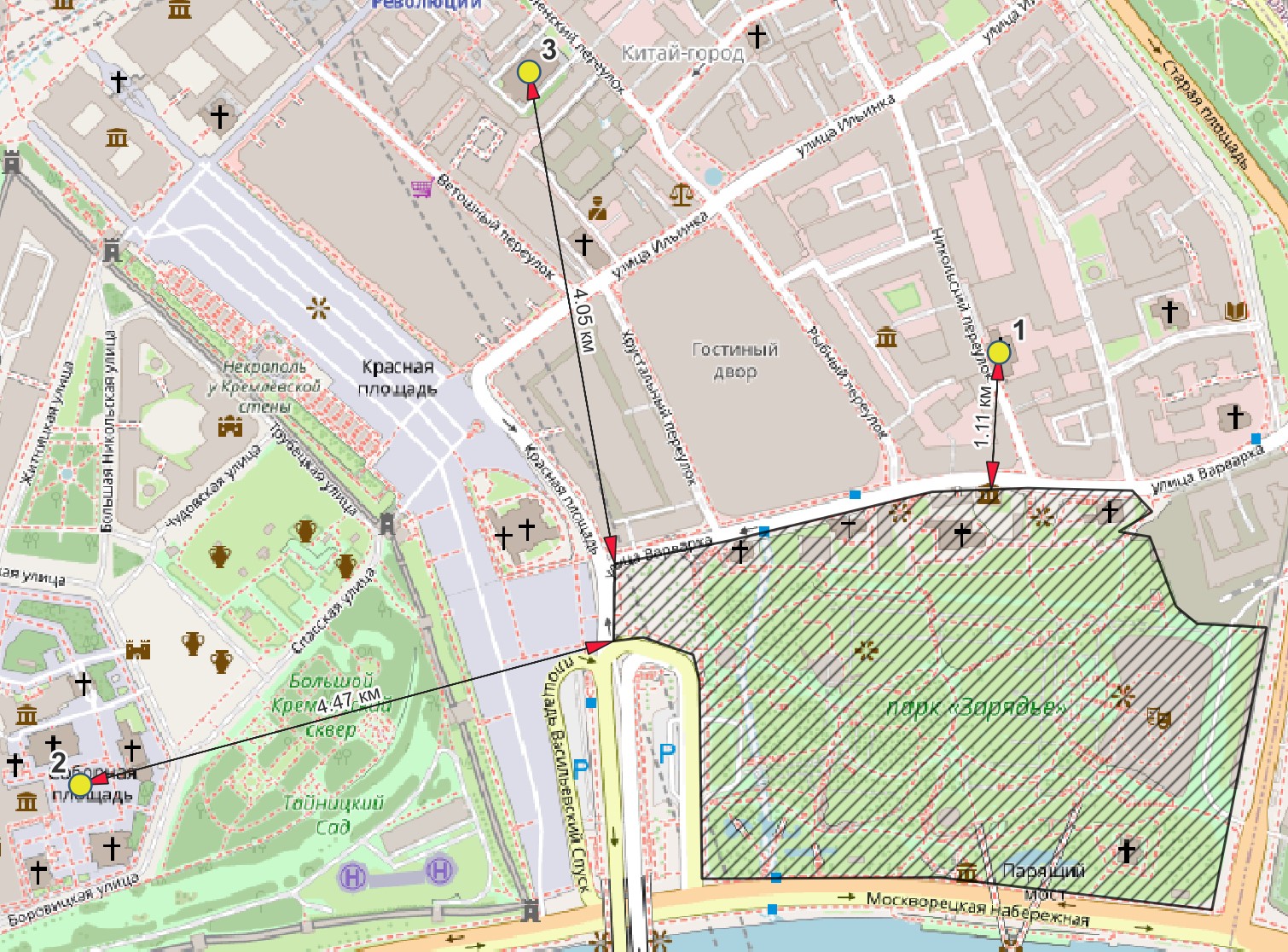 Расстояние на карте в QGIS