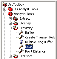 ArcToolbox -&gt; Analysis Tools -&gt; Proximity -&gt; Near