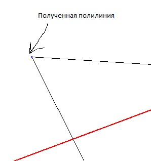 Черная - полилиния, красная - окружность, синяя - пересечение